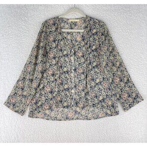 Pins and Needles Floral Print Button-Up Shirt Womens Long Sleeve Size‎ Medium